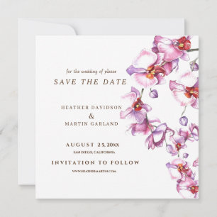 Save The Date Mariage photo moderne chic orchidée