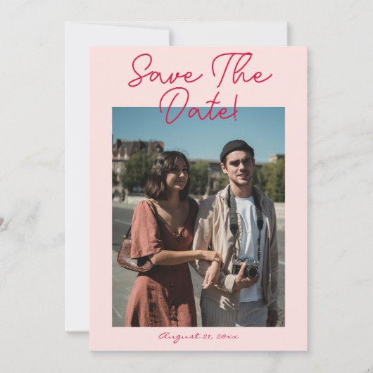 Save The Date Mariage photo moderne couleur rétro manuscrit (Devant)