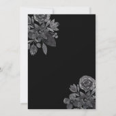 Save The Date Mariage photo moderne de couleur noire florale (Dos)