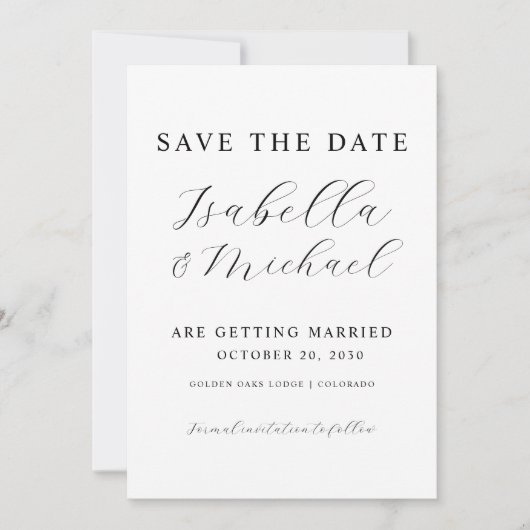 Save The Date Mariage photo moderne de recouvrement noir et blan (Devant)