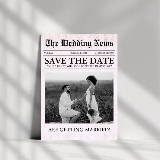 Save The Date Mariage photo moderne du journal rose