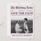 Save The Date Mariage photo moderne du journal rose (Devant)
