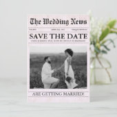 Save The Date Mariage photo moderne du journal rose (Debout devant)