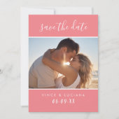 Save The Date Mariage photo moderne écriture corail (Devant)