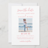 Save The Date Mariage photo moderne écriture corail (Dos)