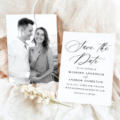 Save The Date Mariage photo moderne Elegant Black Calligraphy