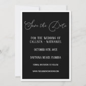 Save The Date Mariage photo moderne Elegant Blanc Noir Quatre (Dos)