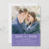 Save The Date Mariage photo moderne élégant chic Lavender bleu (Devant)