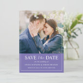 Save The Date Mariage photo moderne élégant chic Lavender bleu (Debout devant)