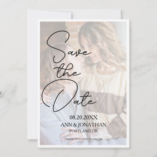 Save The Date Mariage photo moderne Elegant Faux Vellum (Devant)