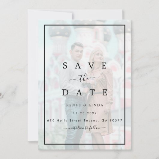 Save The Date Mariage photo moderne élégant Faux Vellum Effet (Devant)