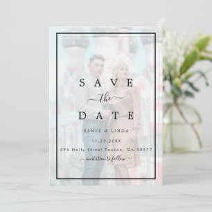 Save The Date Mariage photo moderne Elegant Faux Vellum Effet 