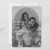 Save The Date Mariage photo moderne élégant noir et blanc Arc (Devant)