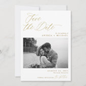 Save The Date Mariage photo moderne élégant Or (Devant)