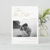 Save The Date Mariage photo moderne élégant Or (Debout devant)
