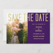 Save The Date Mariage photo moderne Elegant Simple Purple (Devant)