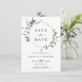 Save The Date Mariage PHOTO moderne Eucalyptus Lavender Foliing (Debout devant)