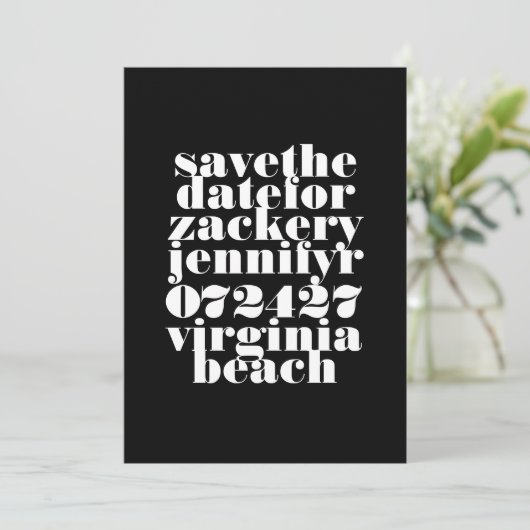 Save The Date Mariage photo moderne Gras Noir Blanc QR Code (Debout devant)