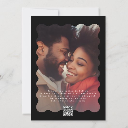 Save The Date Mariage photo moderne Gras Noir Blanc QR Code (Dos)
