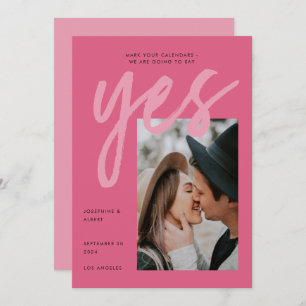 Save The Date Mariage photo moderne Gras Rose Gros Script