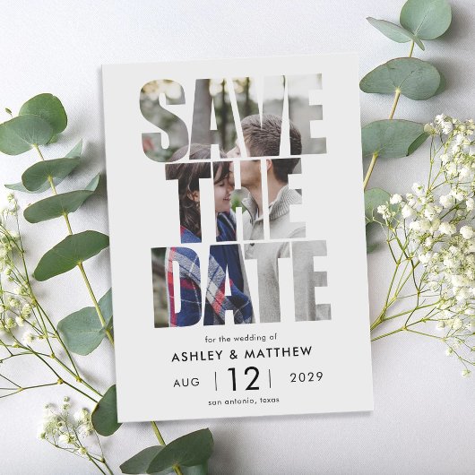 Save The Date Mariage photo moderne Gras Typographie