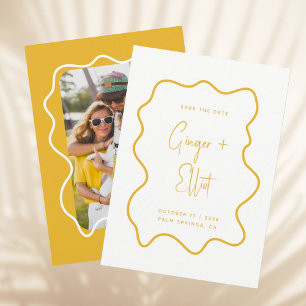 Save The Date Mariage photo moderne Gras Verre Jaune