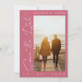 Save The Date Mariage photo moderne Magenta Pink Script (Devant)