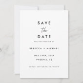 Save The Date Mariage photo moderne minimaliste blanc (Dos)