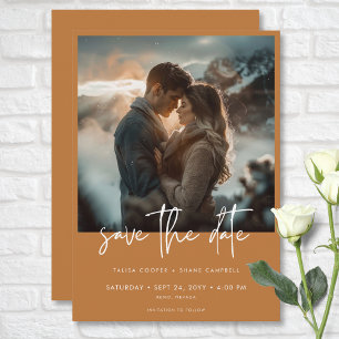 Save The Date Mariage photo moderne minimaliste Dusty Burnt Oran