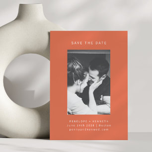 Save The Date Mariage Photo Moderne Minimaliste Orange Clair