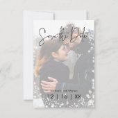 Save The Date Mariage photo moderne neige d'hiver (Devant)