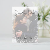 Save The Date Mariage photo moderne neige d'hiver (Debout devant)