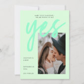 Save The Date Mariage photo moderne Neon Mint Green Big Script (Devant)