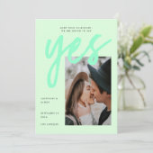 Save The Date Mariage photo moderne Neon Mint Green Big Script (Debout devant)