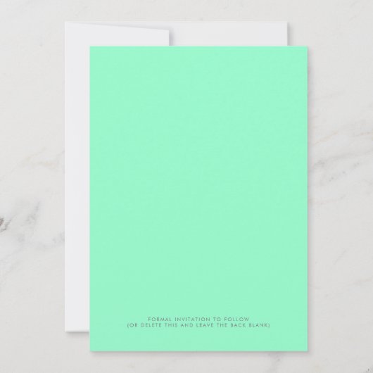 Save The Date Mariage photo moderne Neon Mint Green Big Script (Dos)