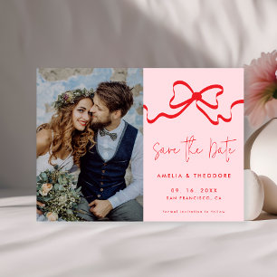 Save The Date Mariage photo moderne Pink Red Bow