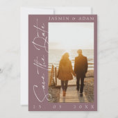 Save The Date Mariage photo moderne Plum Purple Script (Devant)