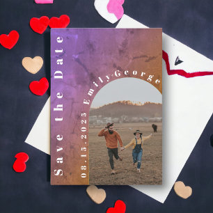 Save The Date Mariage photo moderne romantique Couple Rustic Arc