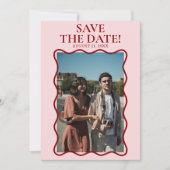 Save The Date Mariage photo moderne rose rouge brillant Gras rét (Devant)