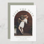 Save The Date Mariage photo moderne Sage Green Boho Arch (Devant / Derrière)