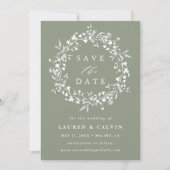 Save The Date Mariage photo moderne sauvage vert sauge boho (Devant)