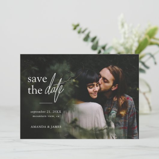 Save The Date Mariage photo moderne simple (Debout devant)