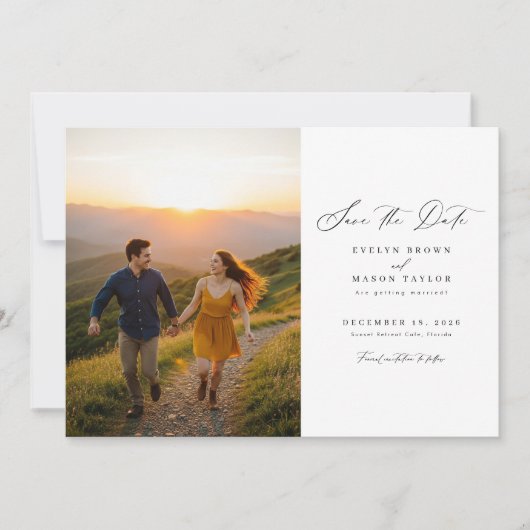 Save The Date Mariage photo moderne simple Code QR (Devant)
