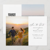 Save The Date Mariage photo moderne simple Code QR (Devant / Derrière)