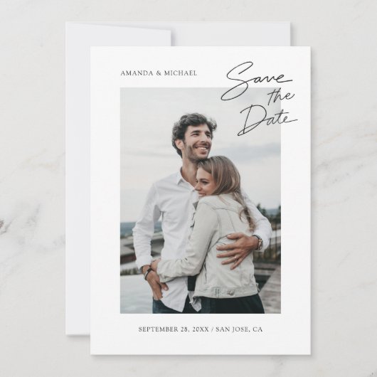 Save The Date Mariage photo moderne simple et chic (Devant)
