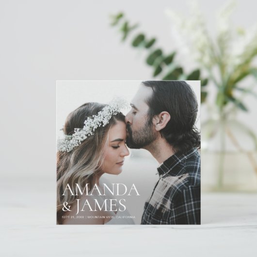 Save The Date Mariage photo moderne simple et élégant Fiançaille (Debout devant)