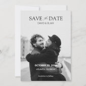Save The Date Mariage photo moderne simple noir et blanc (Devant)