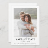 Save The Date Mariage photo moderne simple noir et blanc (Devant / Derrière)