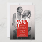 Save The Date Mariage photo moderne simple rouge et blanc (Devant)