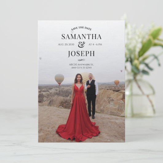 Save The Date Mariage photo moderne sur mesure (Debout devant)